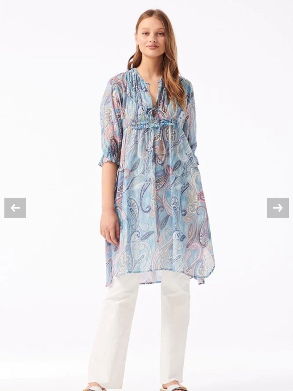 One Season Australia Dress Blouse Sheer Lightweight Cotton Blue Lagenlook XS-M